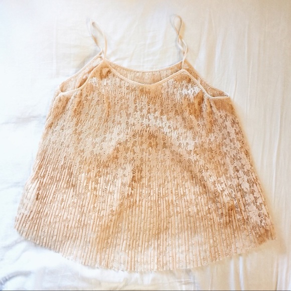 NWOT ✨ ZARA peach pleated tank with flora cutouts - Picture 1 of 3
